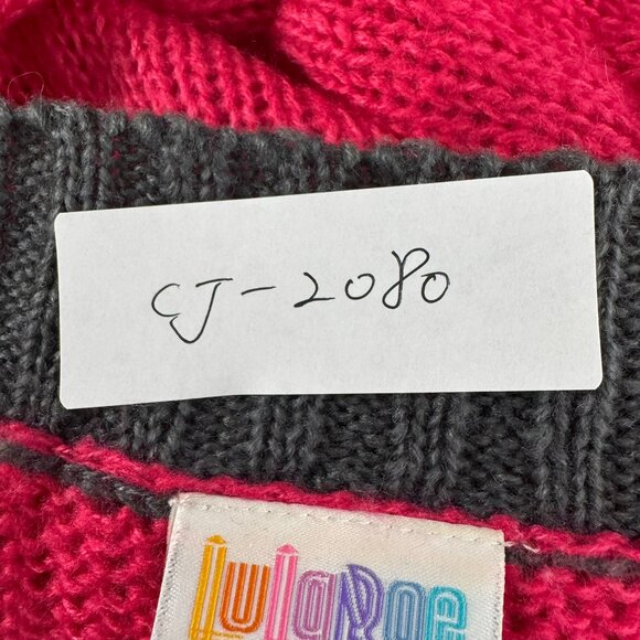 Lularoe Lucille Cardigan Sweater Large Cable Knit Pink Gray Oversized CJ-2080 - Picture 2 of 7